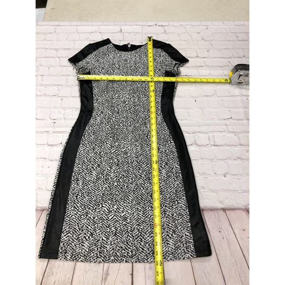 Karen Kane Women Short Sleeve Faux Leather Trim Sheath Dress Size Small M118 -9 - Picture 2 of 13